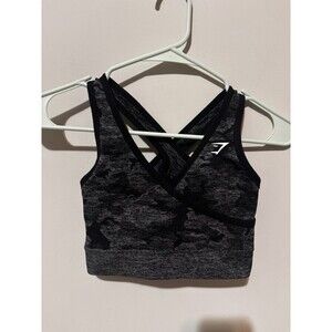 Gymshark Dry Moisture Management Sports Bra Women XS Black Camouflage Athleisure